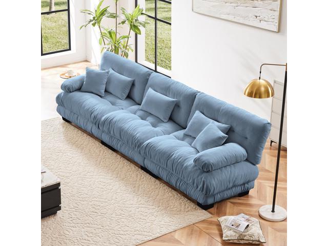 3-Seater Sectional Sofa Modular Deep Seat Sofa Couch, Chenille Sofa Soft Comfy Upholstered Furniture for Living Room, Apartment, Studio,…