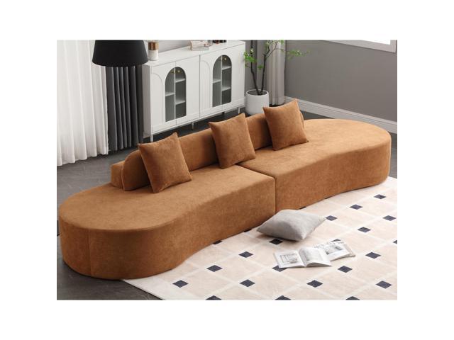[NEW ARRIVED] [VIDEO PROVIDED] Modern curved combination sofa, terrycloth fabric sofa, minimalist sofa in living room, apartment, no assembly...