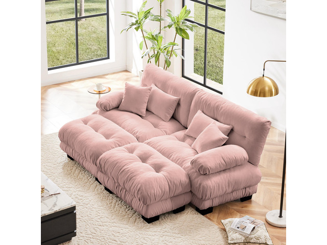 Cloud Couch Sleeper Sofa for Living Room, Chenille 2 Seater sofa with 2 Lumbar p