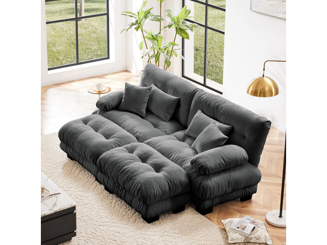 Cloud Couch Sleeper Sofa for Living Room, Chenille 2 Seater sofa with 2 Lumbar p