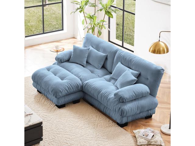 Cloud Couch Sectional Sofa for Living Room, Chenille 2 Seater Sofa with 2 Lumbar pillows and 2 throw pillows, Upholstered Wide Arm Sofa with...