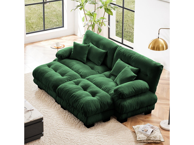 Cloud Couch Sleeper Sofa for Living Room, Chenille 2 Seater sofa with 2 Lumbar p