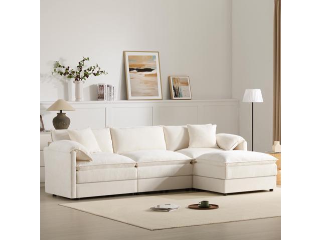 [VIDEO]103' Chenille Modular Sectional Sofa with Deep and Wide Seat,L Shaped Cloud Couch Set with Double Cushions,4 Seat Sofa with Movable...