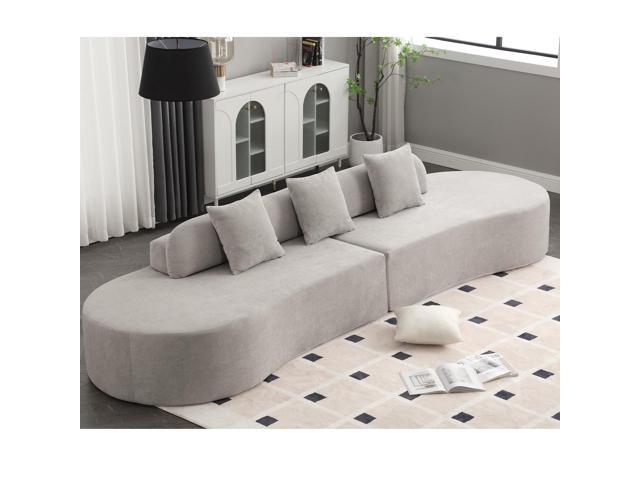 [NEW ARRIVED] [VIDEO PROVIDED] Modern curved combination sofa, terrycloth fabric sofa, minimalist sofa in living room, apartment, no assembly...