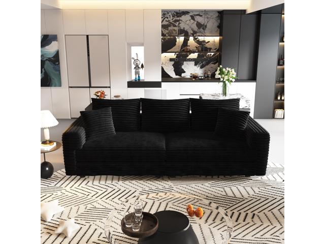 82.7 ' Plush Corduroy 3-Seat Sofa,Modern Comfy Upholstered Sofa Cloud Couch,Deep Seat Couches with Soft Pillows,Convertible Deep Seat Sofa Lounge...