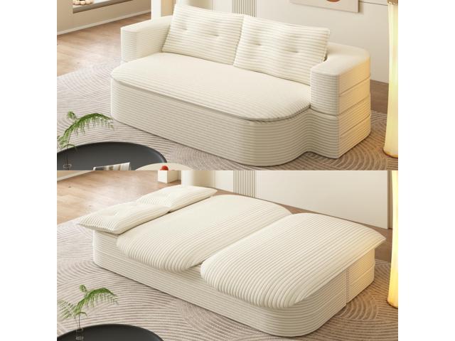 78.7' Modern 2-in-1 Foldable Sofa with Functional Blanket and 2 Soft Pillows,Comfortable Plush Corduroy Fabric Sofa, Convertible Sleeper Sofa Bed,...