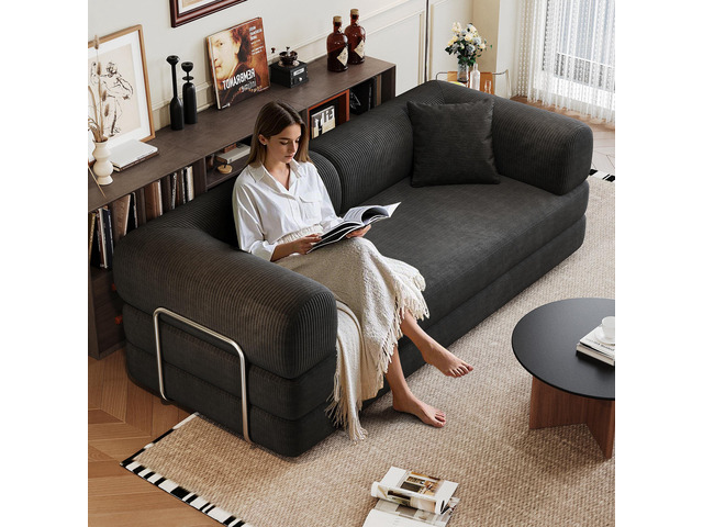 78.8' Compression Sofa,Convertible Floor Sofa Bed-with Pillow Back Support Armre