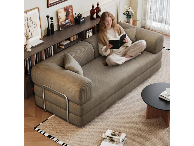 78.8' Compression Sofa,Convertible Floor Sofa Bed-with Pillow Back Support Armre
