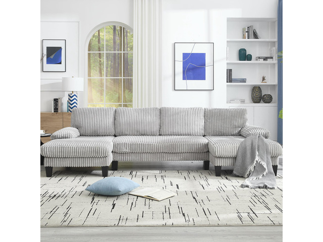 [VIDEO provided][New]U-Shaped Couch with Oversized Seat,4-Seat Sofa with Double Chaise,Comfortable and spacious indoor furniture for Living...