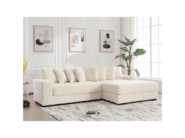[NEW ARRIVED] [VIDEO PROVIDED] Oversized Two-Piece Couches, L Shaped Sofa, Corduroy, Right Chaise Daybed,with Armrests,Eight Throw Pillows,Corner...