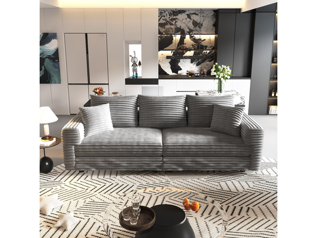 82.7 ' Plush Corduroy 3-Seat Sofa,Modern Comfy Upholstered Sofa Cloud Couch,Deep