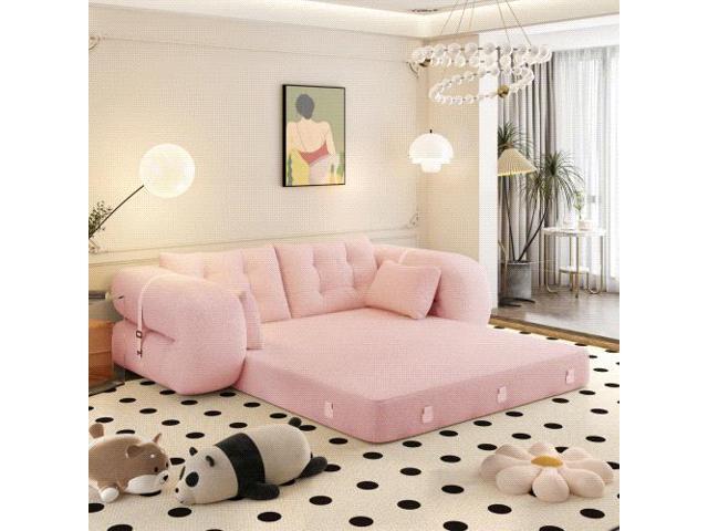 Human Dog Bed, Lazy Sofa Couch, 78.7' Multi-Functional Foldable Sofa Bed, 3-in-1 Teddy Fabric Foam-Filled Sleeper Sofa Bed for Living Room,Guest...