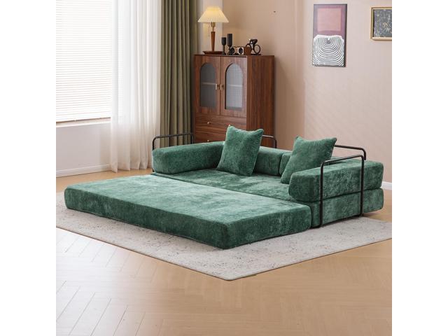 Floor Couch,Compression Sofa,Convertible Floor Sofa Bed-with Pillow Back Support Armrest,Comfy Futon Couch Lounge Sleeper Bed,Chenille fabric,for...