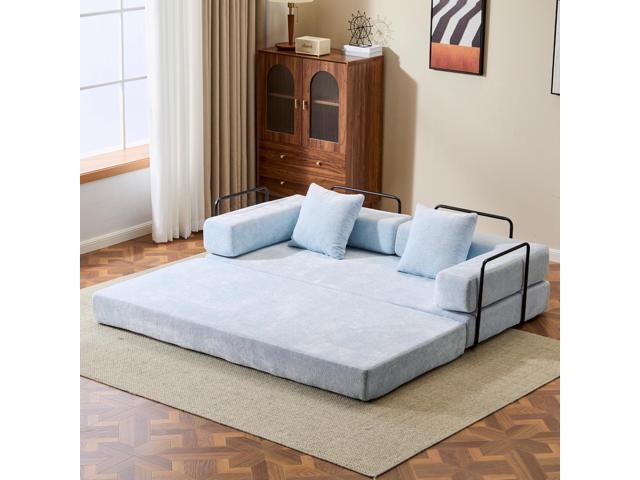 Floor Couch,Compression Sofa,Convertible Floor Sofa Bed-with Pillow Back Support Armrest,Comfy Futon Couch Lounge Sleeper Bed,Chenille fabric,for...