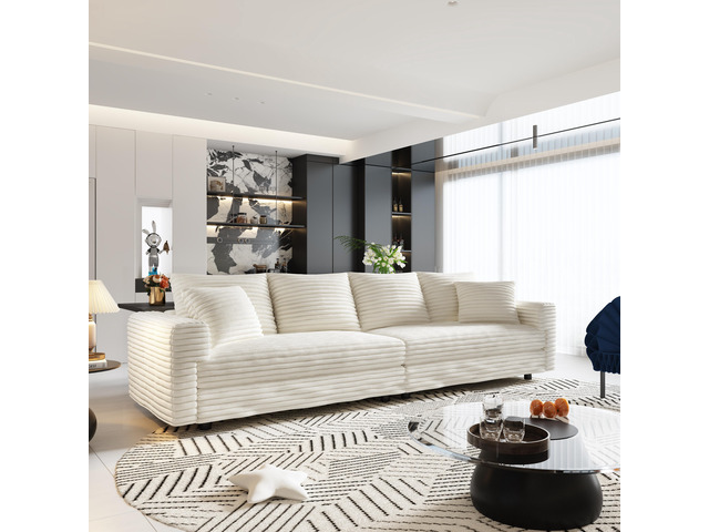 102.4 ' Plush Corduroy 4-Seat Sofa,Modern Comfy Upholstered Sofa Cloud Couch,Deep Seat Couches with Soft Pillows,Convertible Deep Seat Sofa Lounge...