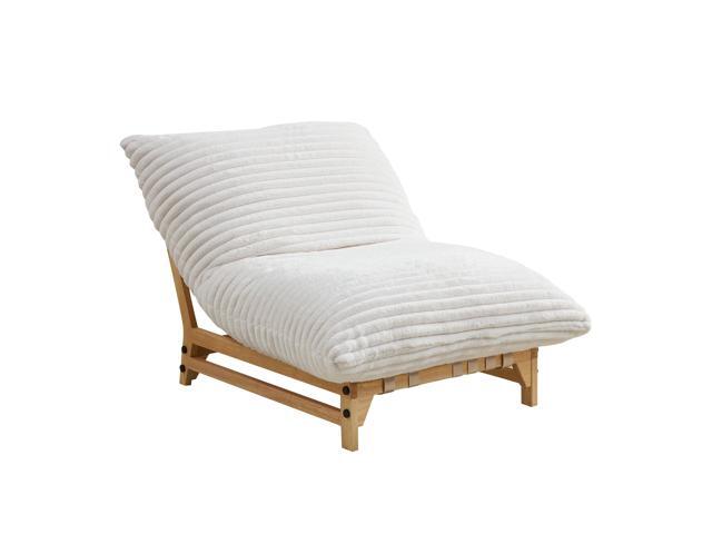 Accent Armless Lazy Sofa, Casual Single Sofa, Corduroy Fabric, For Living Room And Bedroom, With Backrest, Single Seat, OFF-WHITE