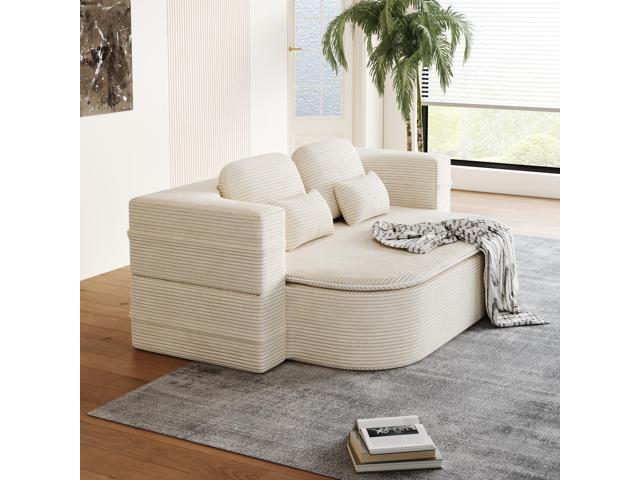 75''2-in-1 Foldable Sofa,Convertible Sleeper Foam Sofa Bed with Multi Functional Blanket, Corduroy Floor folding sofa bed, Floor Sofa Lounge Sofa...