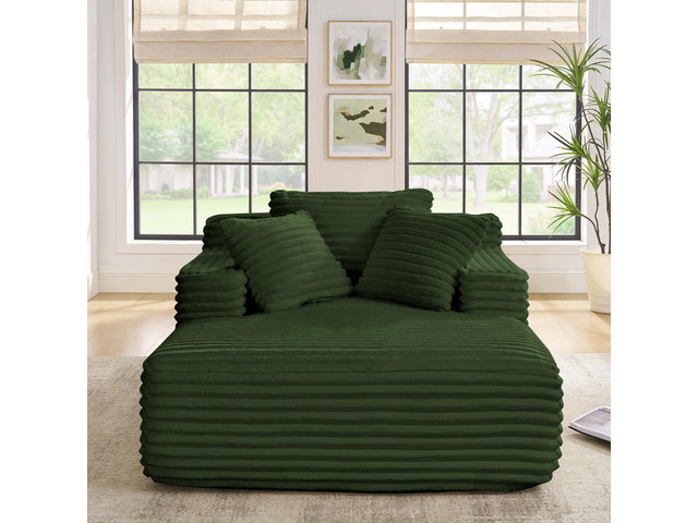 Living Room Compressed Chaise Lounge Foam Sofa bed, Fluffy Corduroy Upholstered