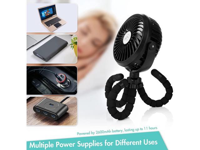 Gemdeck Stroller Fan Flexible Tripod Clip On Fan with 3 Speeds and Rotatable Handheld Personal Fan for Car Seat Crib Bike Blue