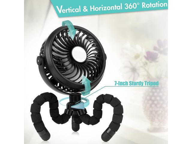 Gemdeck Stroller Fan Flexible Tripod Clip On Fan with 3 Speeds and Rotatable Handheld Personal Fan for Car Seat Crib Bike Blue