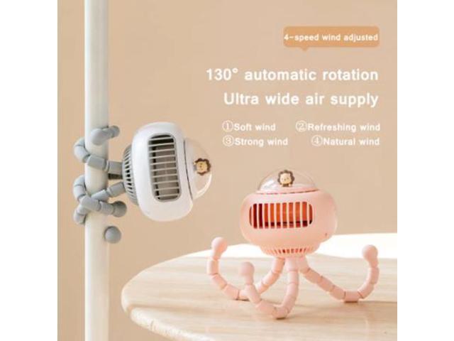 Gemdeck Mini Flexible Air Conditioner 3600mAh Chargeable Stroller Cooling Fan 130° Auto Rotation 4-gear Wind Handheld for Outdoors Quiet