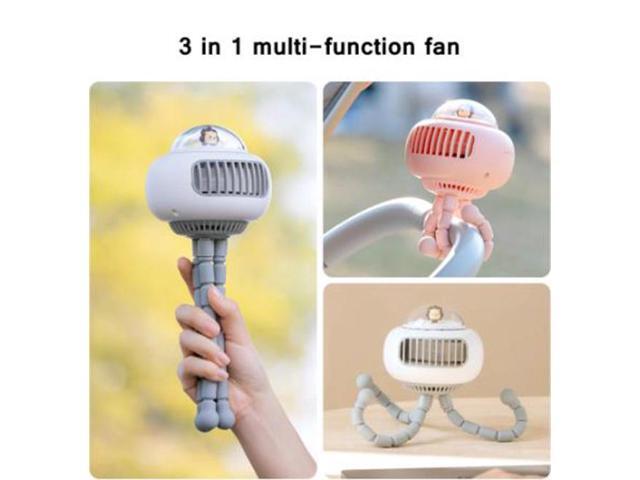 Gemdeck Mini Flexible Air Conditioner 3600mAh Chargeable Stroller Cooling Fan 130° Auto Rotation 4-gear Wind Handheld for Outdoors Quiet
