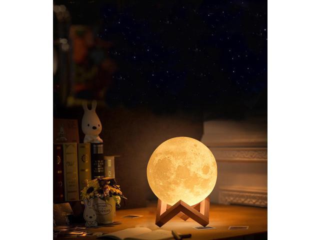 Gemdeck Moon Lamp, LOGROTATE 16 Colors LED Night Light 3D Printing Moon Light with Stand & Remote/Touch Control and USB Rechargeable 10cm