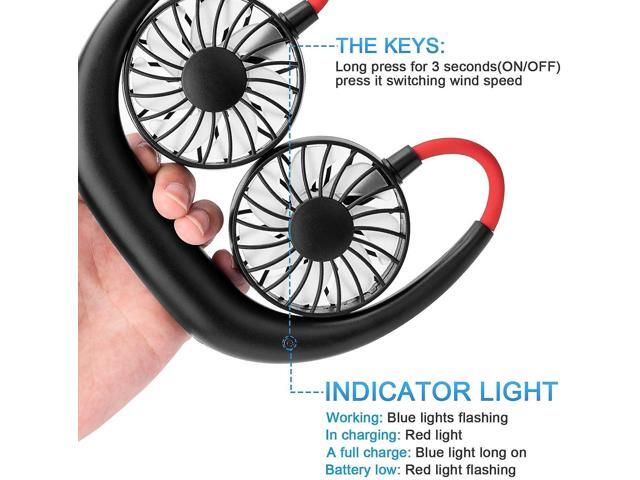 Gemdeck Neck Fan Portable Personal Hand Mini Lazy person USB Neck Fan 360 Degree Rotation Cooling Handheld Wearable Suitable Fan