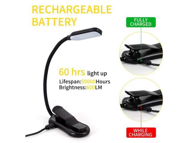 Gemdeck Rechargeable Book Light Mini 7 LED Reading Light 3-Level Flexible Easy Clip Lamp Read Night Reading Lamp in Bed