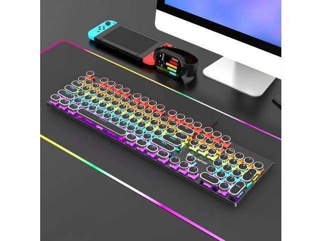 Gemdeck Retro Steampunk Mechanical Gaming Keyboard, LED Backlit Wrist Rest Keyboard White