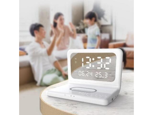 Gemdeck Alarm Clock With Wireless Charging Pad Sleep Timer 10W Wireless Charger White