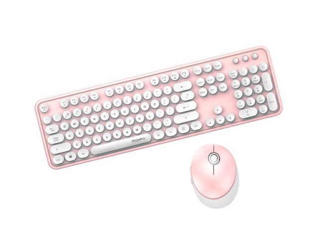 Gemdeck Wireless Mini Keyboard and Mouse Combo Vintage Round Keycaps Pink