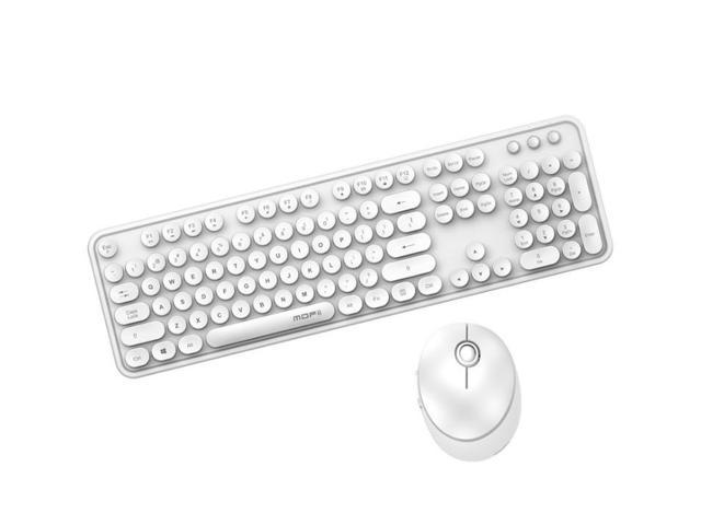 Gemdeck Wireless Mini Keyboard and Mouse Combo Vintage Round Keycaps White