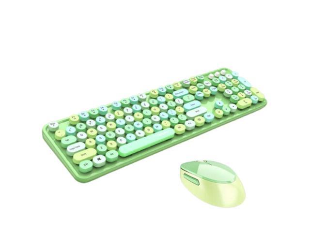 Gemdeck Wireless Mini Keyboard and Mouse Combo Vintage Round Keycaps Green