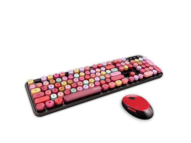 Gemdeck Wireless Mini Keyboard and Mouse Combo Vintage Round Keycaps RED/BLACK