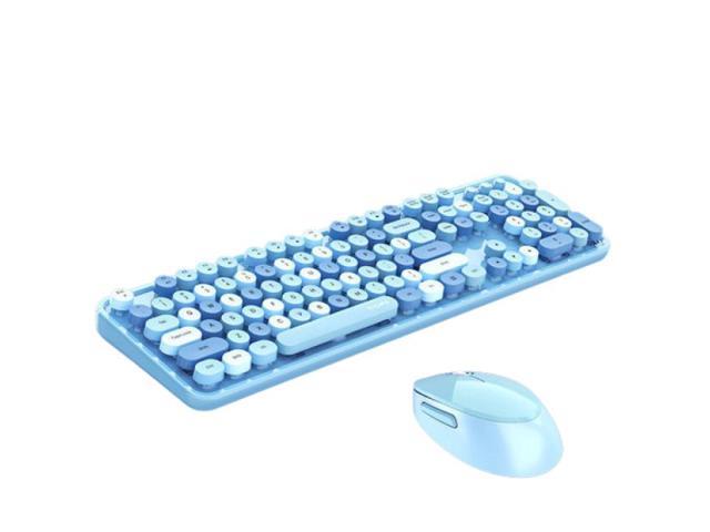 Gemdeck Wireless Mini Keyboard and Mouse Combo Vintage Round Keycaps Blue / White