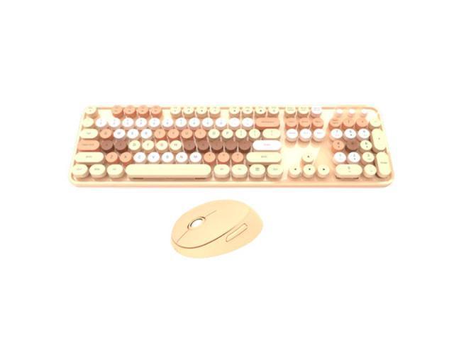 Gemdeck Wireless Mini Keyboard and Mouse Combo Vintage Round Keycaps BROWN/WHITE