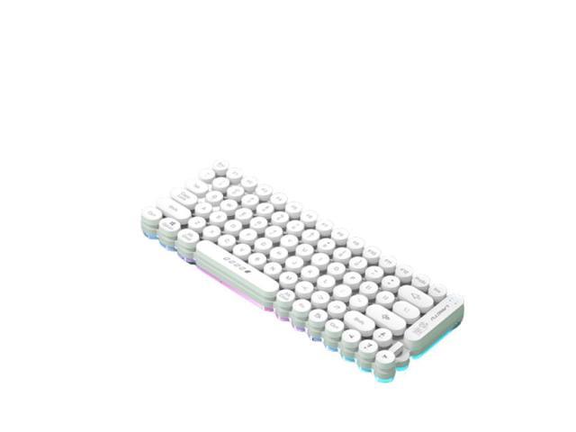 Gemdeck Wireled Keyboard with Round Retro Style Red Keys White