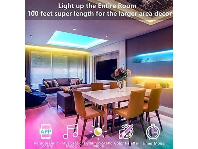 Gemdeck 32.8*2 Feet Bluetooth Smart App Music RGB Colorful Changing Led Light Strip with DIY Remote