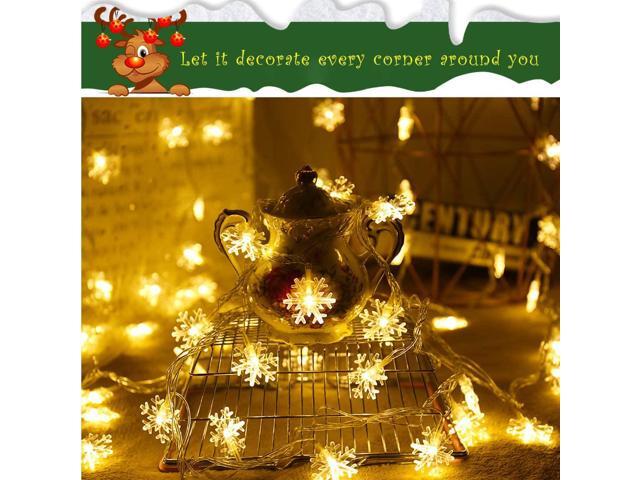 Gemdeck 2pcs Christmas Snowflake Fairy Lights 9.8ft 20LEDS String Lights Xmas Decor