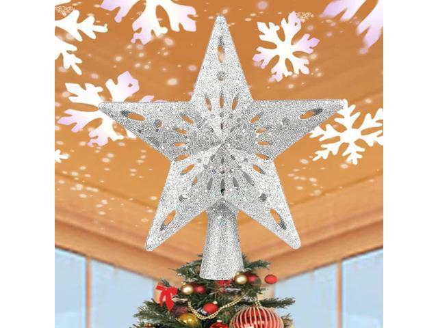 Gemdeck Christmas Tree Topper Lighted, Star Tree Toppers with LED Rotating Snowflake Projector Lights