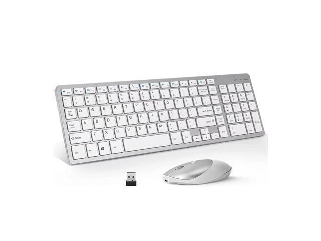 Gemdeck Wireless Keyboard 2.4GHz Ultra Slim Rechargeable Wireless Keyboard White