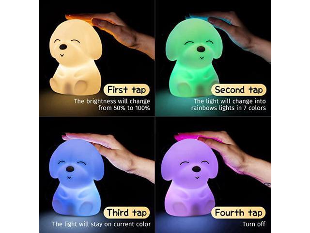 Gemdeck Dog Night Light for Kids, 16 Color Changing Kids Night Light Lamp, Rechargeable Silicone Baby Night Light
