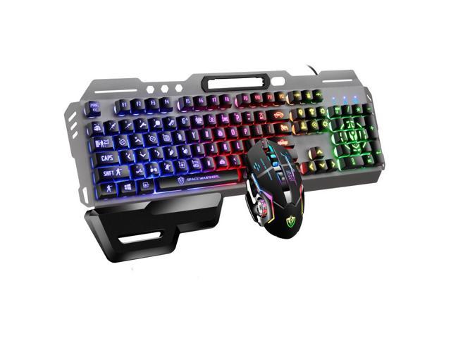 Gemdeck Lightning Gaming Keyboard 7 LED Colors with Metal Frame + Compatible with PC Mac PS4 ps5 Xbox One Wired Hybrid Keyboard