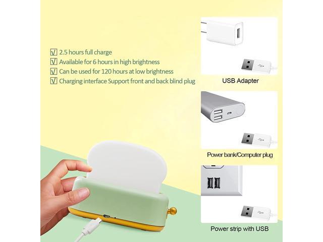 Gemdeck Desk Decor Toaster Lamp, Rechargeable Lamp with Smile Face Toast Bread Cute Toaster Shape Room Decor Night Light