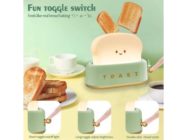 Gemdeck Desk Decor Toaster Lamp, Rechargeable Lamp with Smile Face Toast Bread Cute Toaster Shape Room Decor Night Light