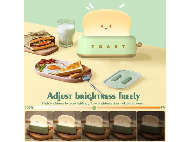 Gemdeck Desk Decor Toaster Lamp, Rechargeable Lamp with Smile Face Toast Bread Cute Toaster Shape Room Decor Night Light