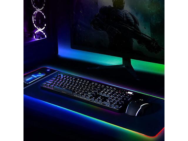Gemdeck RGB Gaming Mouse Pad 10W, LED Mouse Mat 31.5×11.8×0.15in, 10 Light Modes Extra Large Mousepad Non-Slip Rubber Base Computer Keyboard Mat...