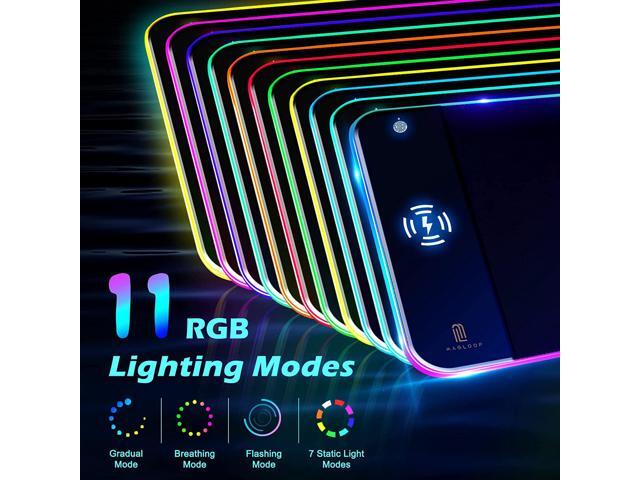 Gemdeck RGB Gaming Mouse Pad 10W, LED Mouse Mat 31.5×11.8×0.15in, 10 Light Modes Extra Large Mousepad Non-Slip Rubber Base Computer Keyboard Mat...