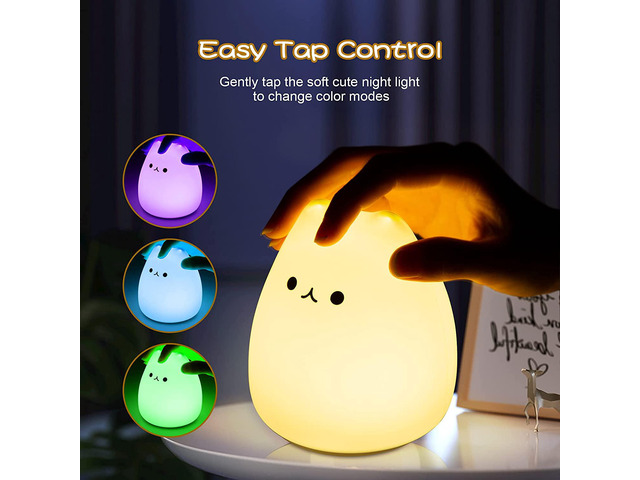 Gemdeck LED Cat Night Light, Battery Powered Silicone Cute Cat Nursery Lights with 7-Color